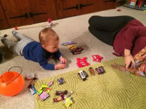 Sensory sensitive child on Halloween - counting candy