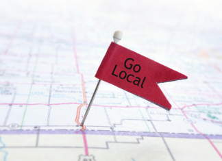 map background with small red flag that says "Go Local"